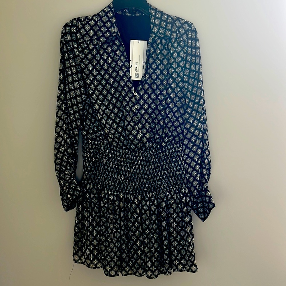 Zara printed dress with smocked waist